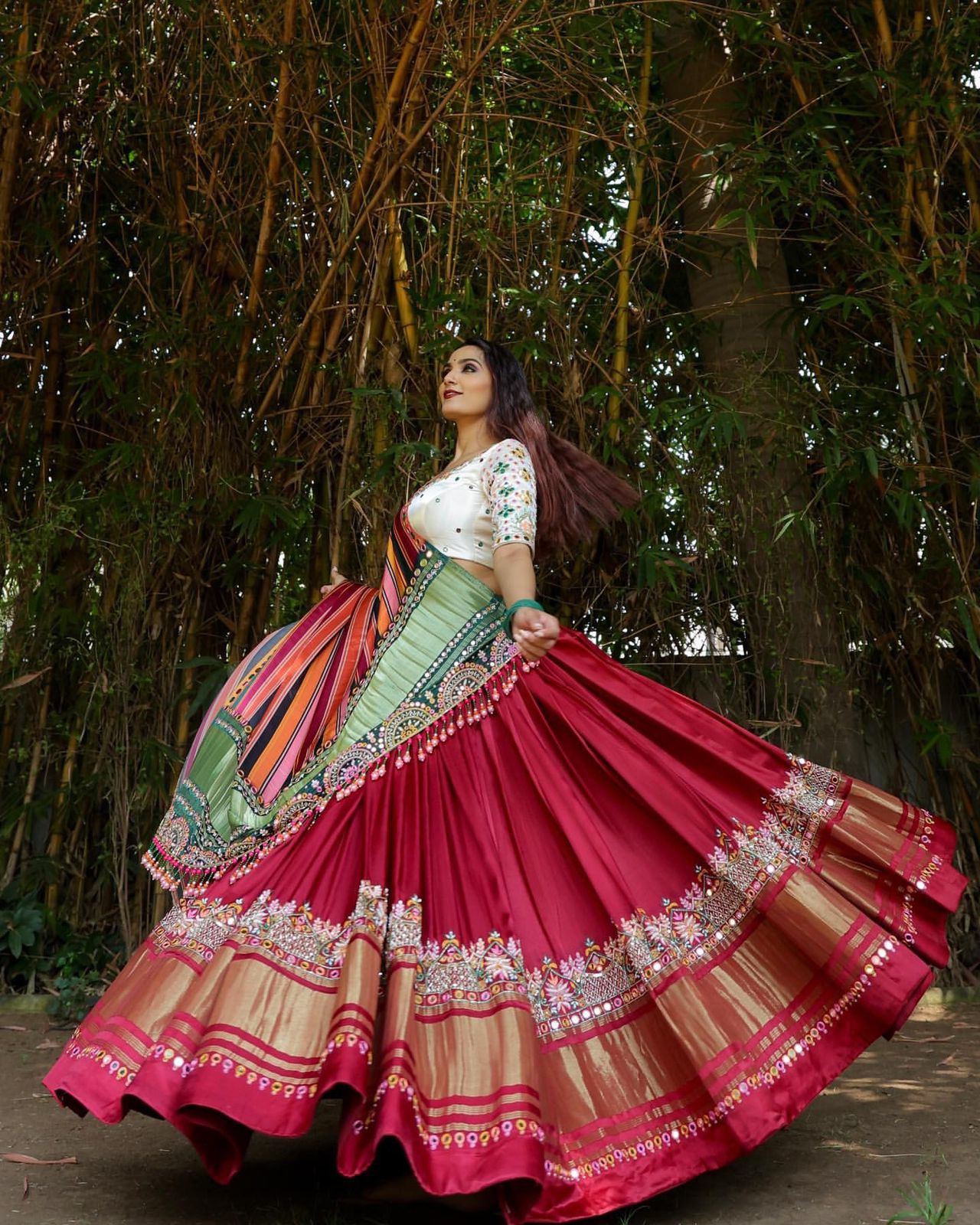 Buy FUSIONIC Delicate Red Heavily Embellished Mirror Work Lehenga Choli For  Women at Amazon.in
