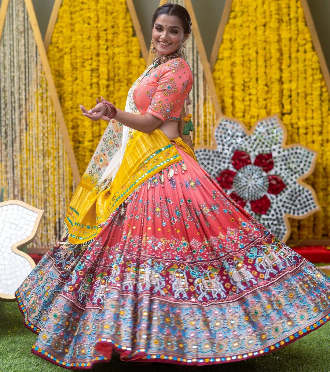 Kiara Advani Wedding Lehenga Choli, Orange Color Mirror Work Lehenga,  Indian Lehengha Choli, Designer Outfit for Her, Bridesmaids Lehenga - Etsy
