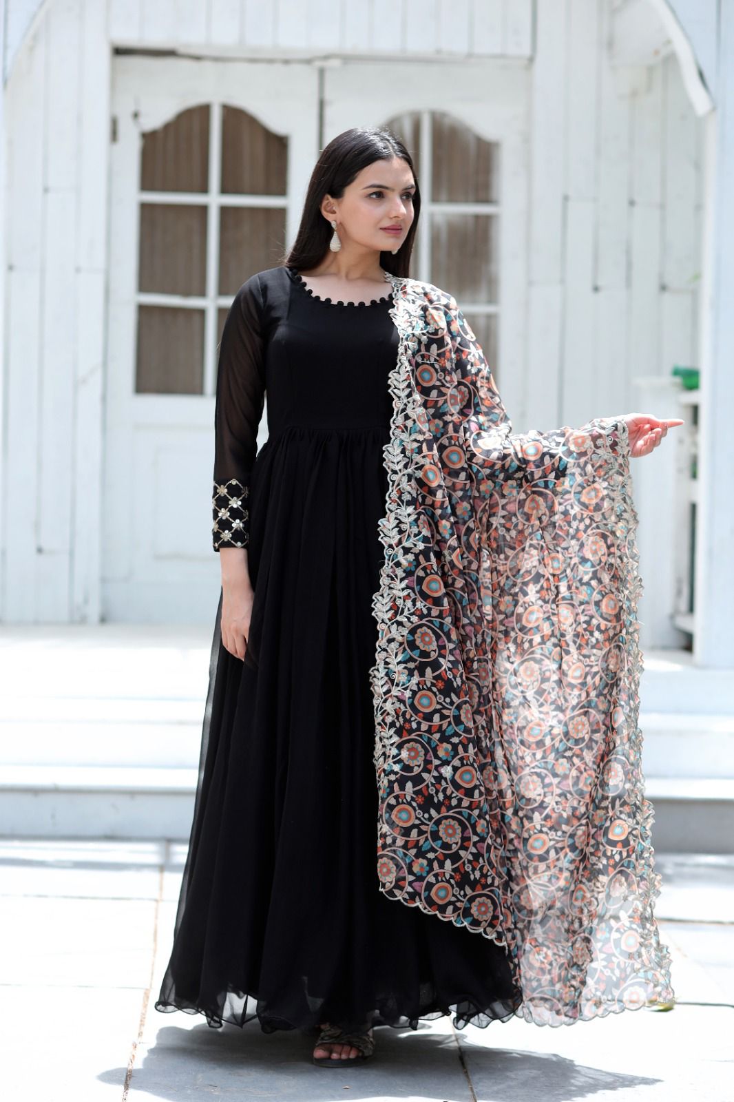 Georgette Solid Beautiful & elegant evening gown with dupatta, MERGINTA at  Rs 899 in New Delhi