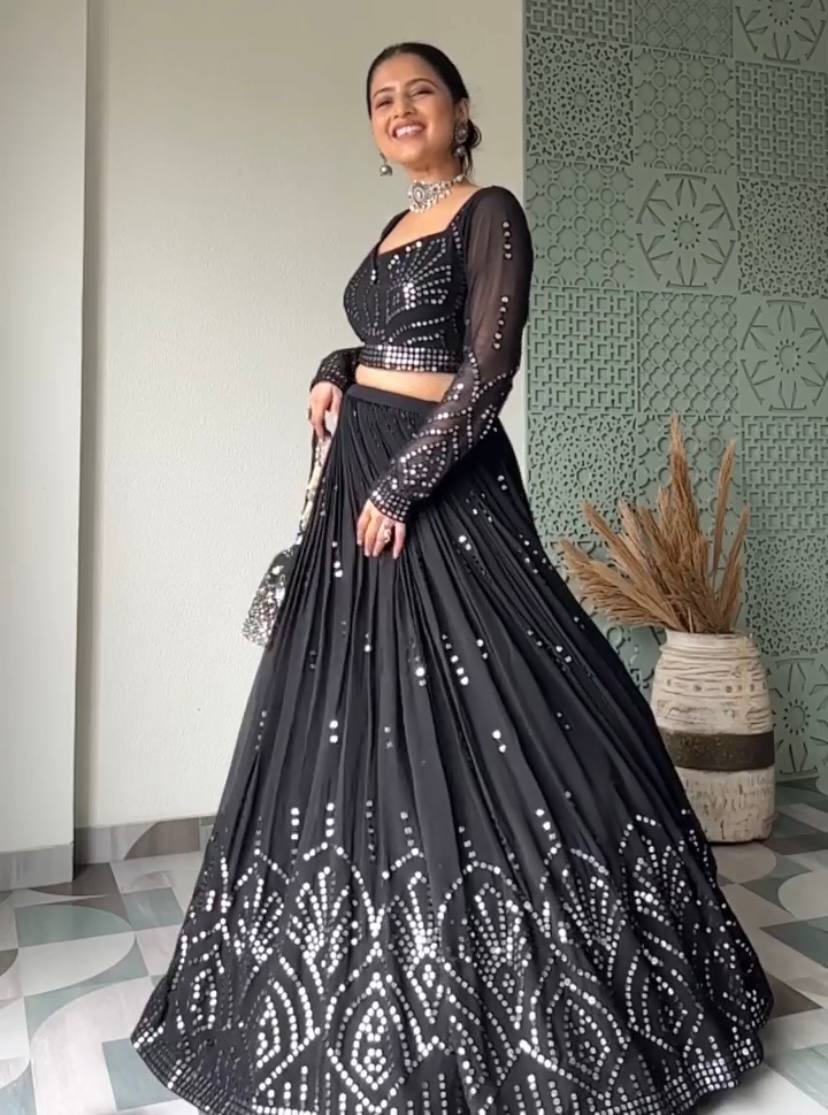 Zeel Clothing Women's Multi-Colored Embroidered Art Silk Floral Lehenga  Choli (ZC7022-Black-New-Wedding-Lehenga; Free Size) : Amazon.in: Fashion