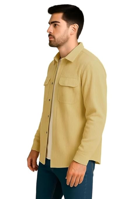DEELMO Men’s Full Sleeve Corduroy Shirt