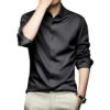 DEELMO Men's Stylish Solid Satin Casual Shirt for Men Full Sleeves